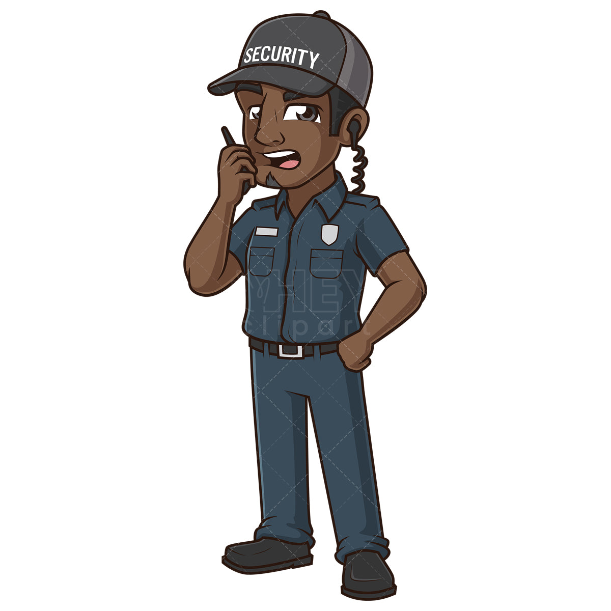 Royalty-free stock vector illustration of a black man security guard.