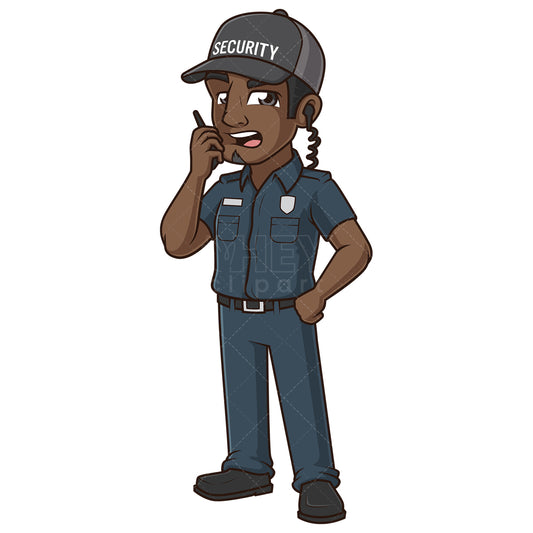 Royalty-free stock vector illustration of a black man security guard.