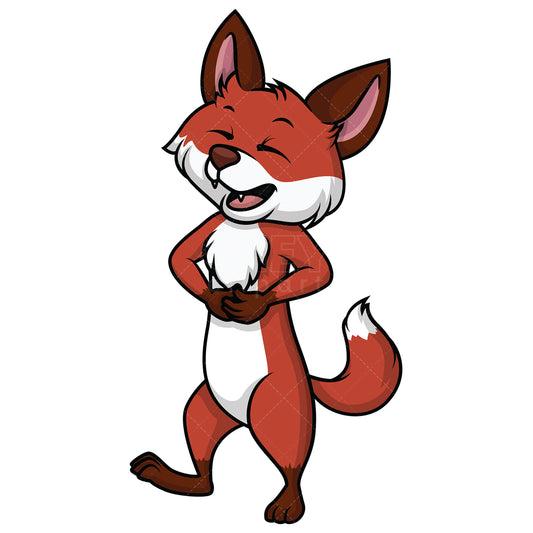 Royalty-free stock vector illustration of a fox laughing.