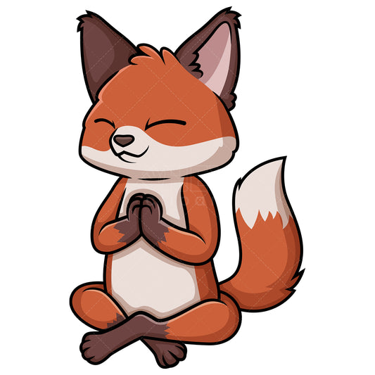 Royalty-free stock vector illustration of a fox meditating.