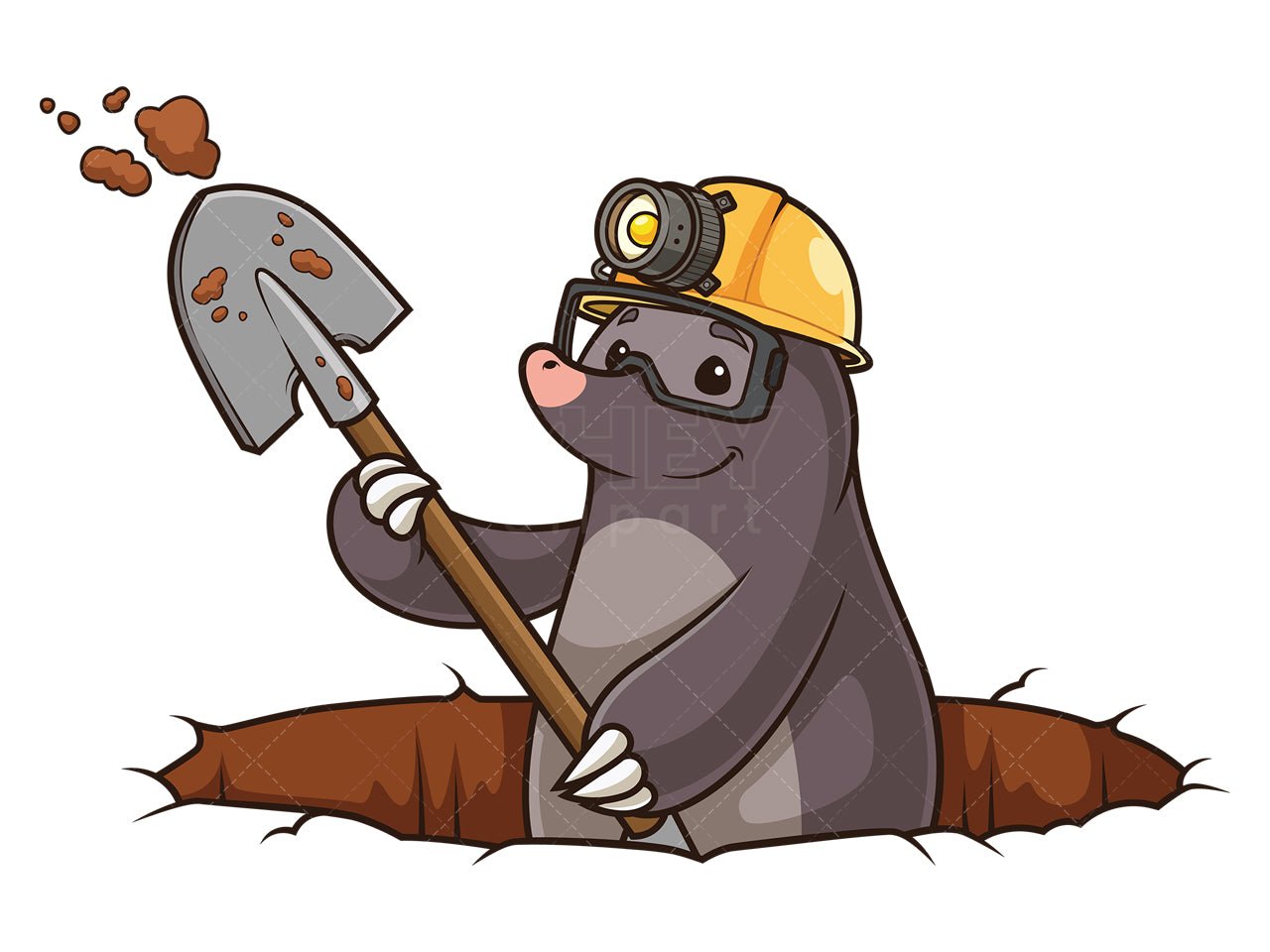 Royalty-free stock vector illustration of a mole digging hole.