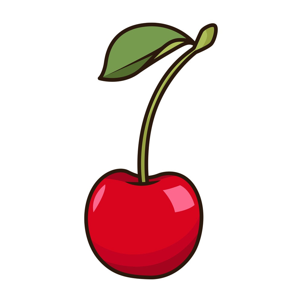 Single cherry. PNG - JPG and vector EPS file formats (infinitely scalable). Image isolated on transparent background.