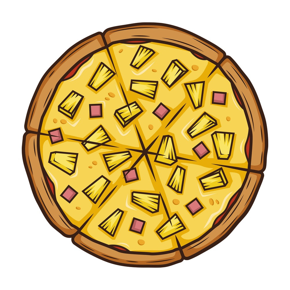 Pineapple pizza. PNG - JPG and vector EPS (infinitely scalable).