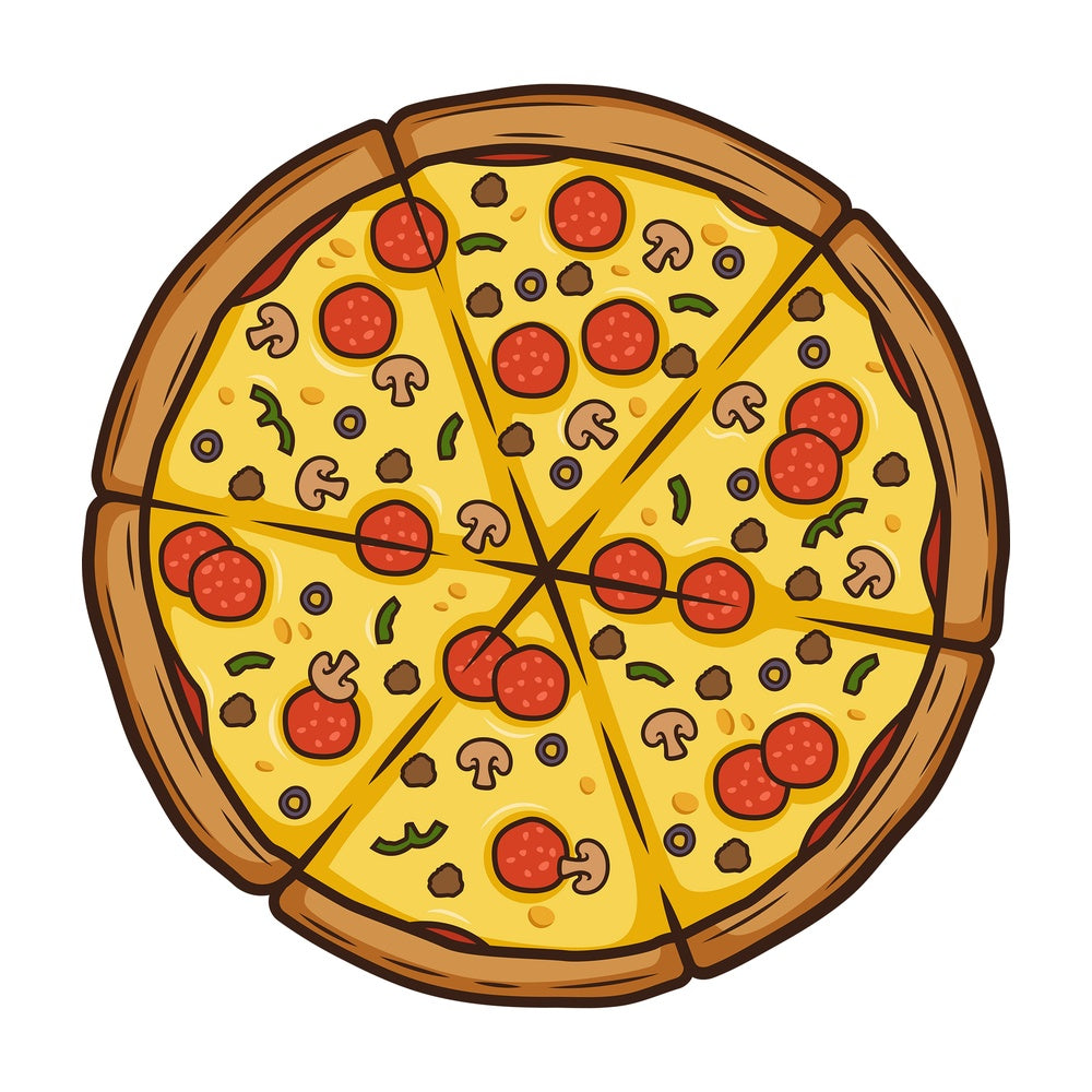 Pepperoni and mushroom pizza top view