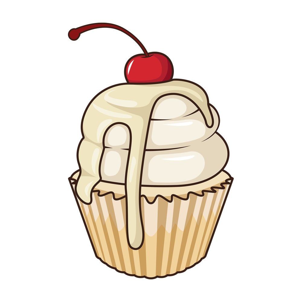 Salted caramel cupcake. PNG - JPG and vector EPS file formats (infinitely scalable). Image isolated on transparent background.