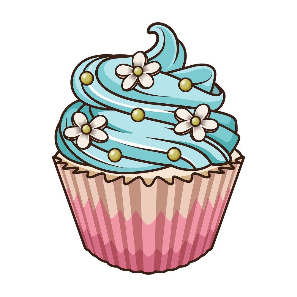 Lavender cupcake. PNG - JPG and vector EPS file formats (infinitely scalable). Image isolated on transparent background.