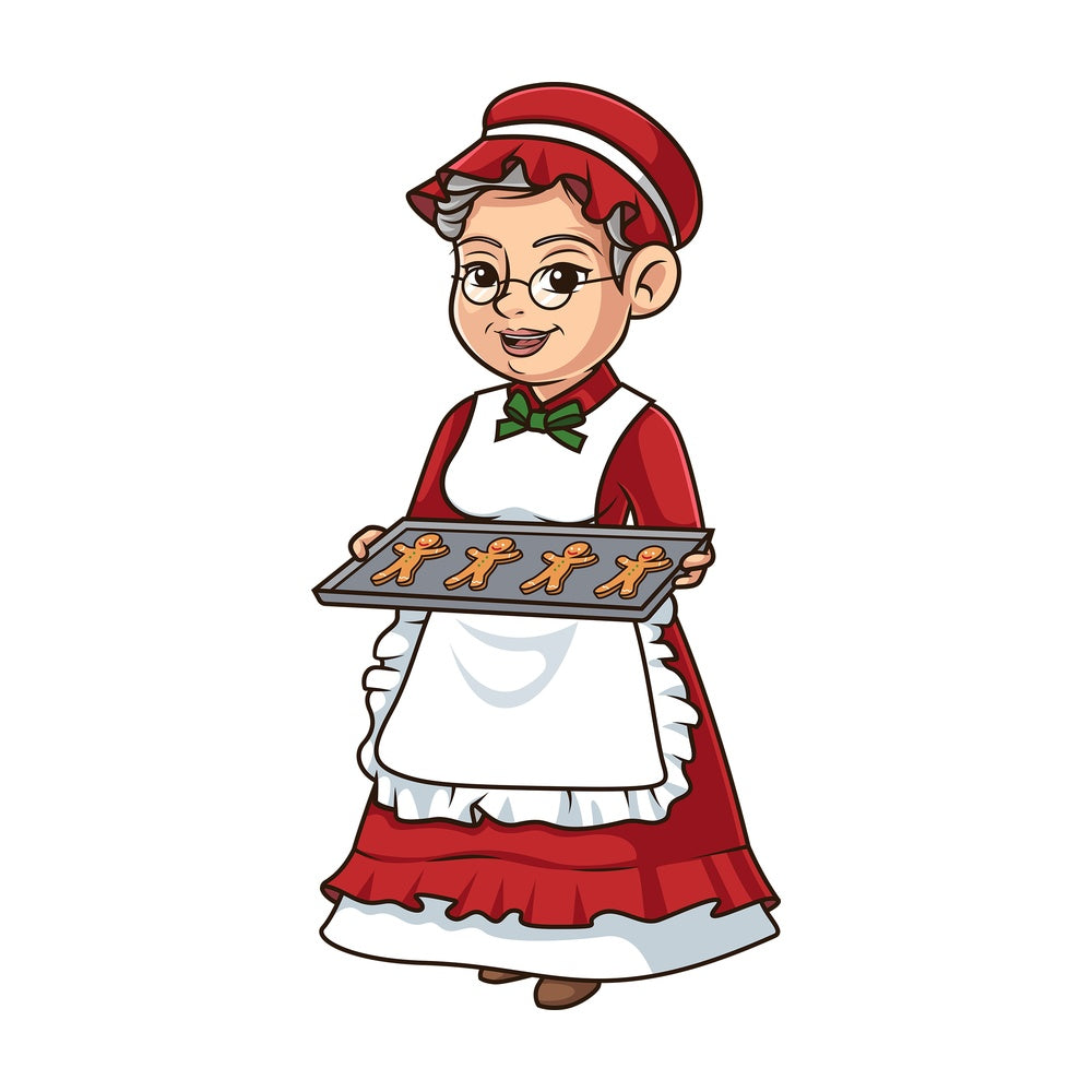 Mrs santa claus with christmas cookies. PNG - JPG and vector EPS (infinitely scalable).