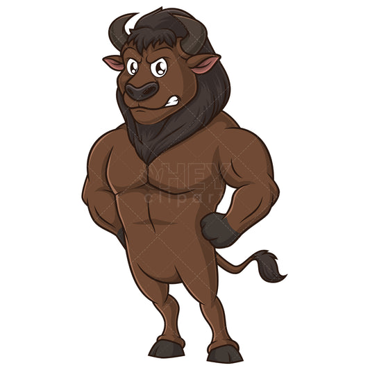 Royalty-free stock vector illustration of an angry bison.