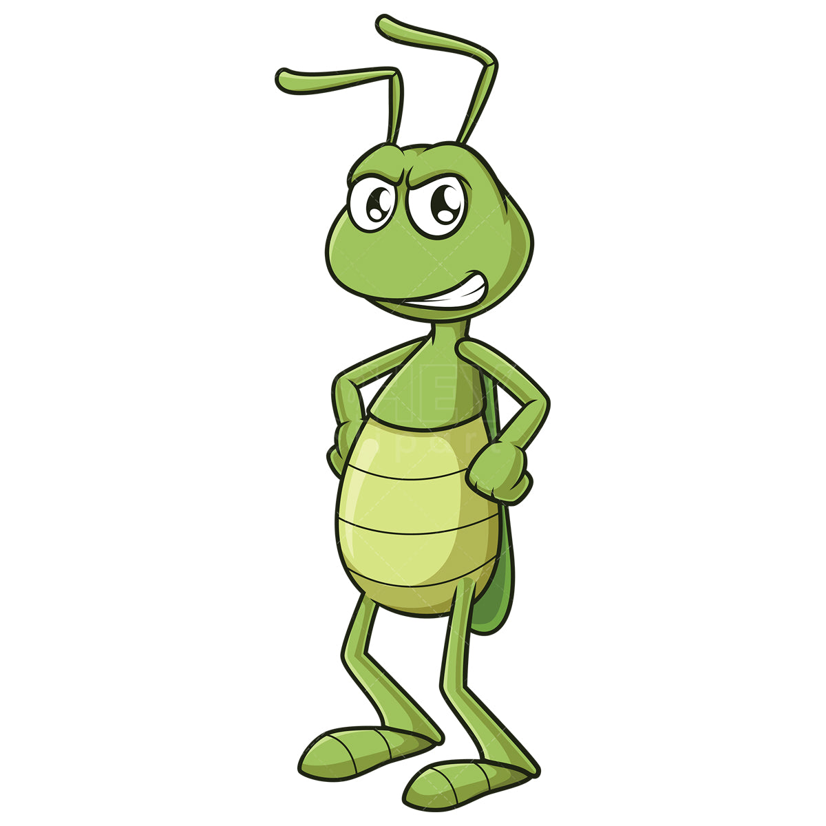 Royalty-free stock vector illustration of a angry cricket.