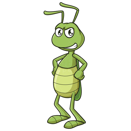 Royalty-free stock vector illustration of a angry cricket.