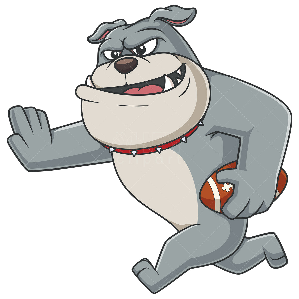 Royalty-free stock vector illustration of a bulldog character playing american football.