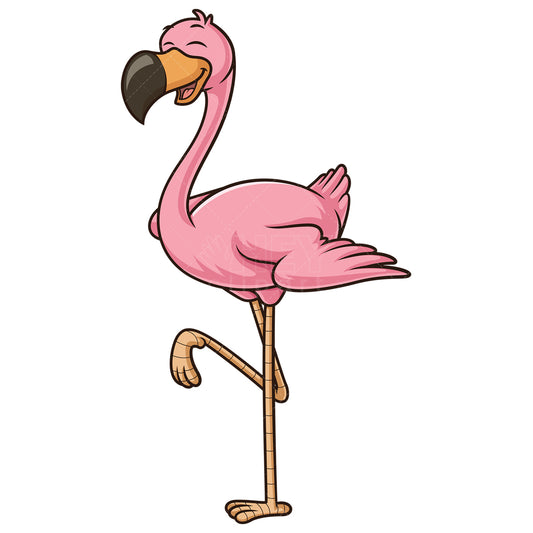 Royalty-free stock vector illustration of a happy flamingo.