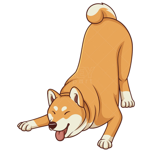 Royalty-free stock vector illustration of a playful shiba inu.