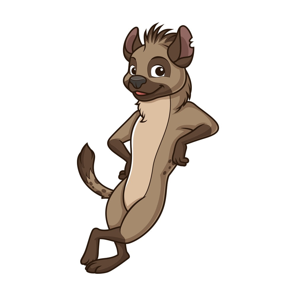 Hyena leaning on logo. PNG - JPG and vector EPS (infinitely scalable).