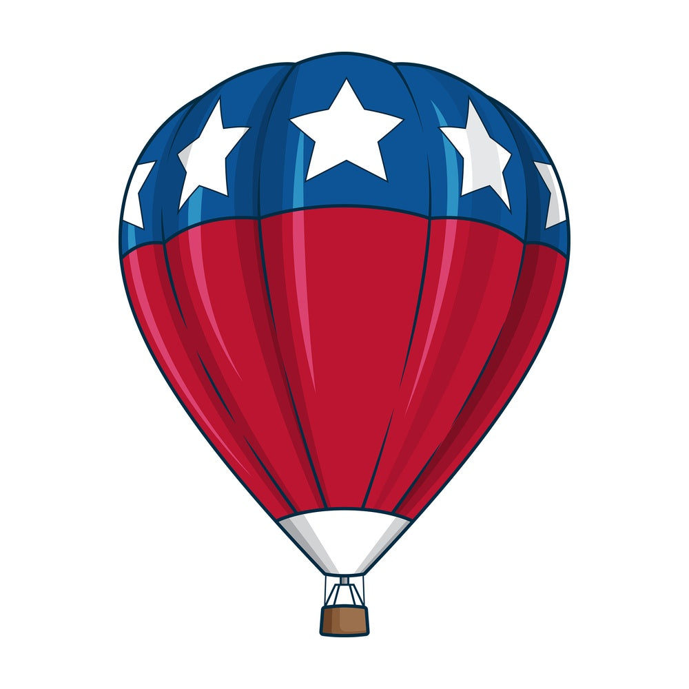 Patriotic hot air balloon. PNG - JPG and vector EPS file formats (infinitely scalable). Image isolated on transparent background.