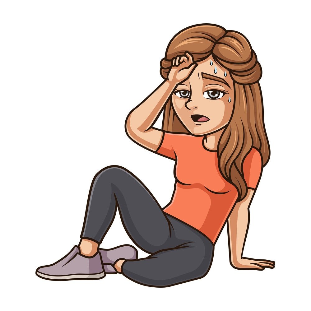 Sweating woman on the floor. PNG - JPG and vector EPS (infinitely scalable).