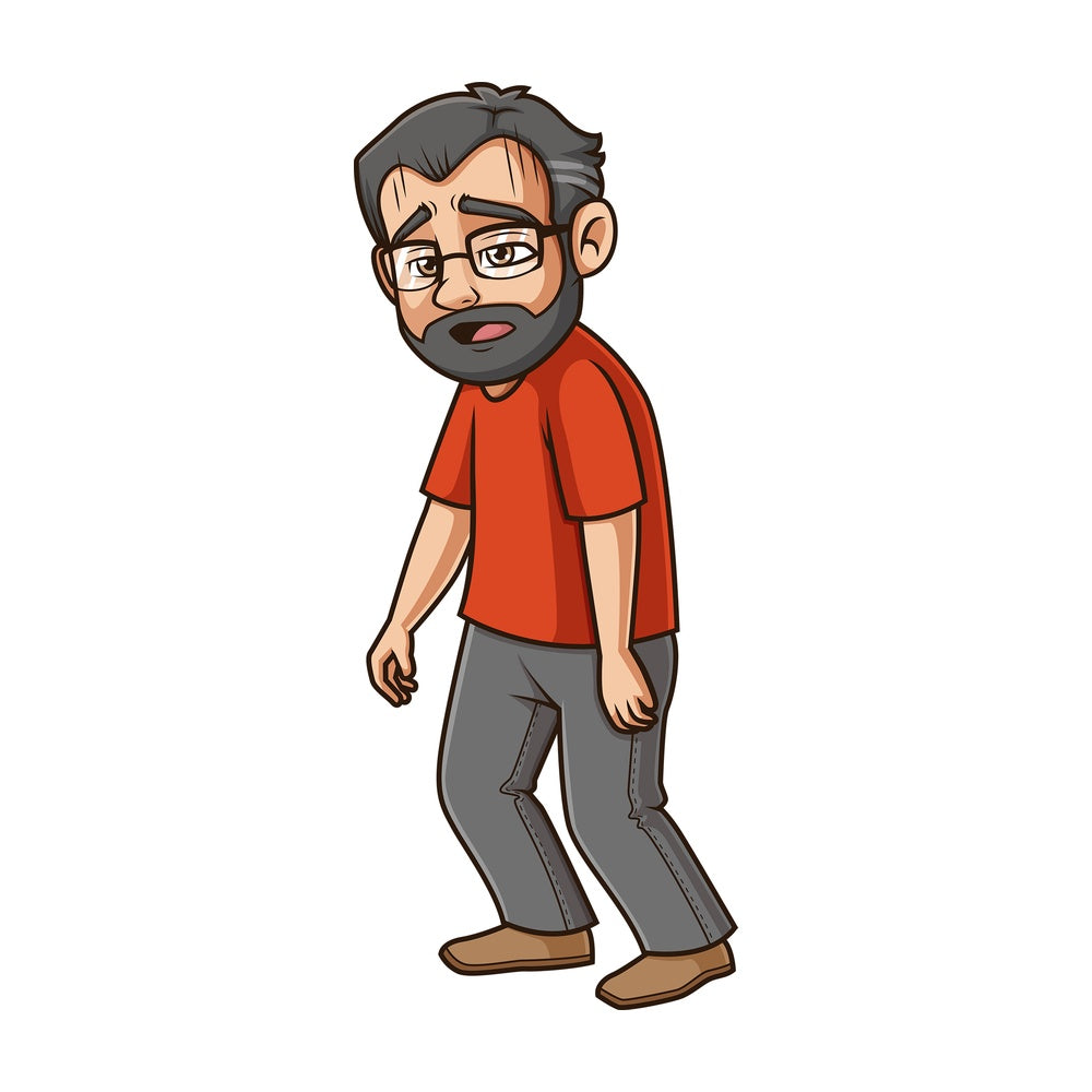 Tired middle-aged man. PNG - JPG and vector EPS (infinitely scalable).