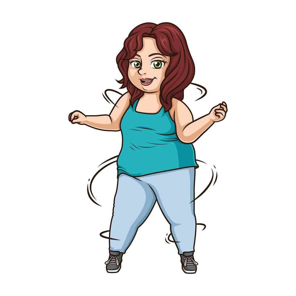 Large caucasian woman dancing. PNG - JPG and vector EPS (infinitely scalable).