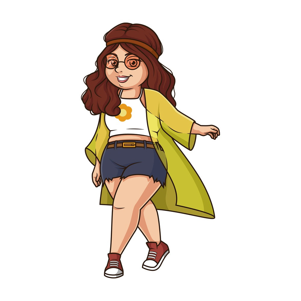 Fashionable plus size woman. PNG - JPG and vector EPS (infinitely scalable).