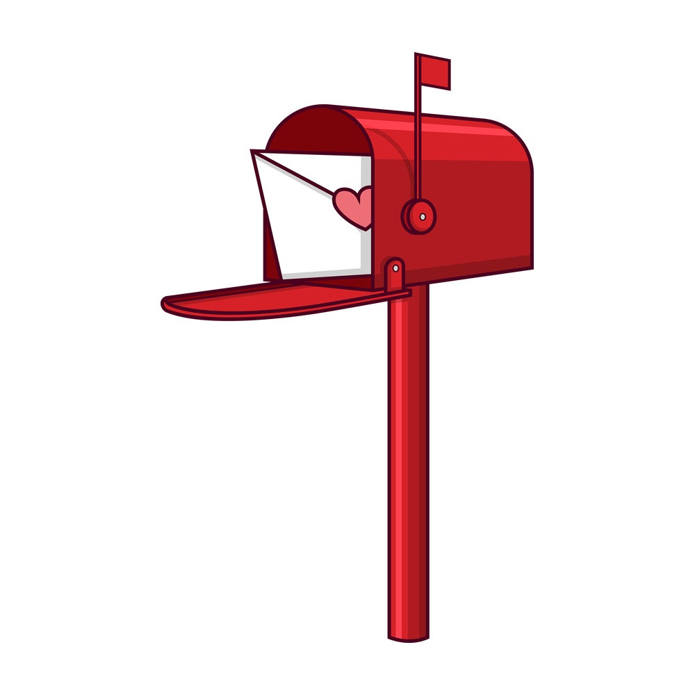 Love letter in mailbox. PNG - JPG and vector EPS file formats (infinitely scalable). Image isolated on transparent background.