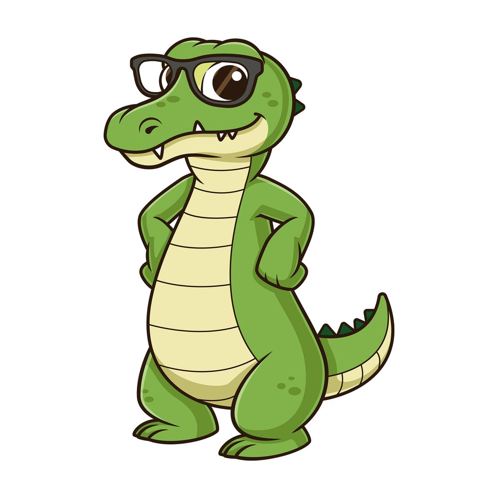 Alligator with glasses. PNG - JPG and vector EPS (infinitely scalable).