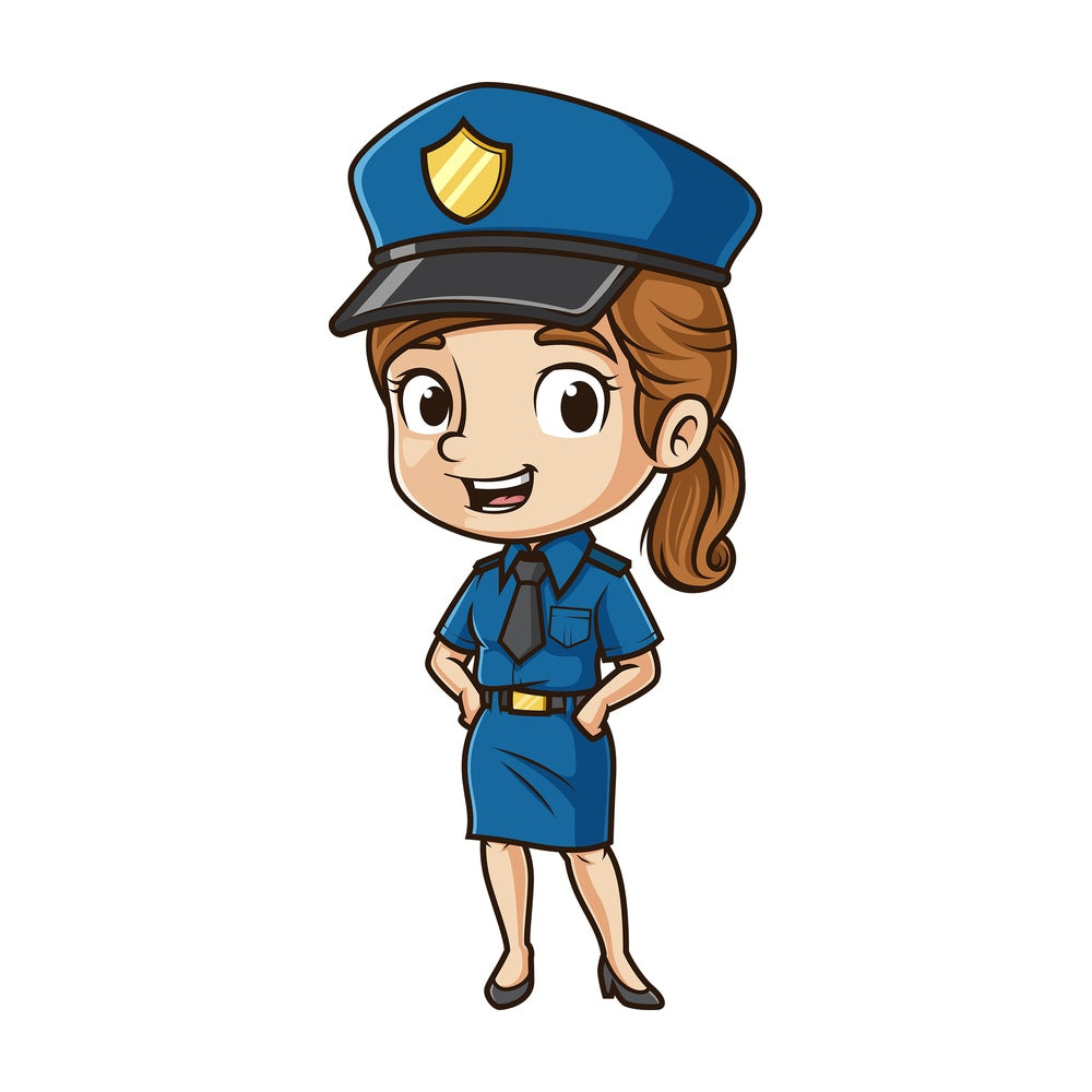 Happy policewoman. PNG - JPG and vector EPS (infinitely scalable).