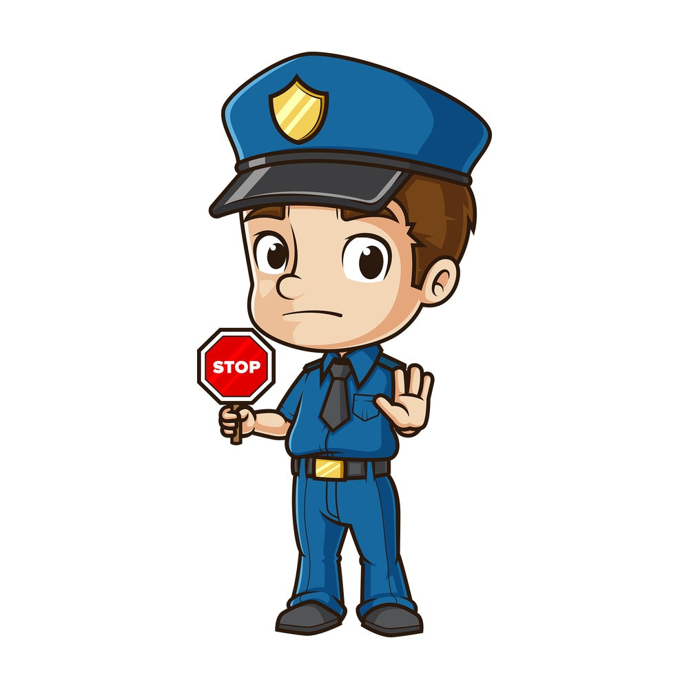 Cute policeman stop sign. PNG - JPG and vector EPS (infinitely scalable).