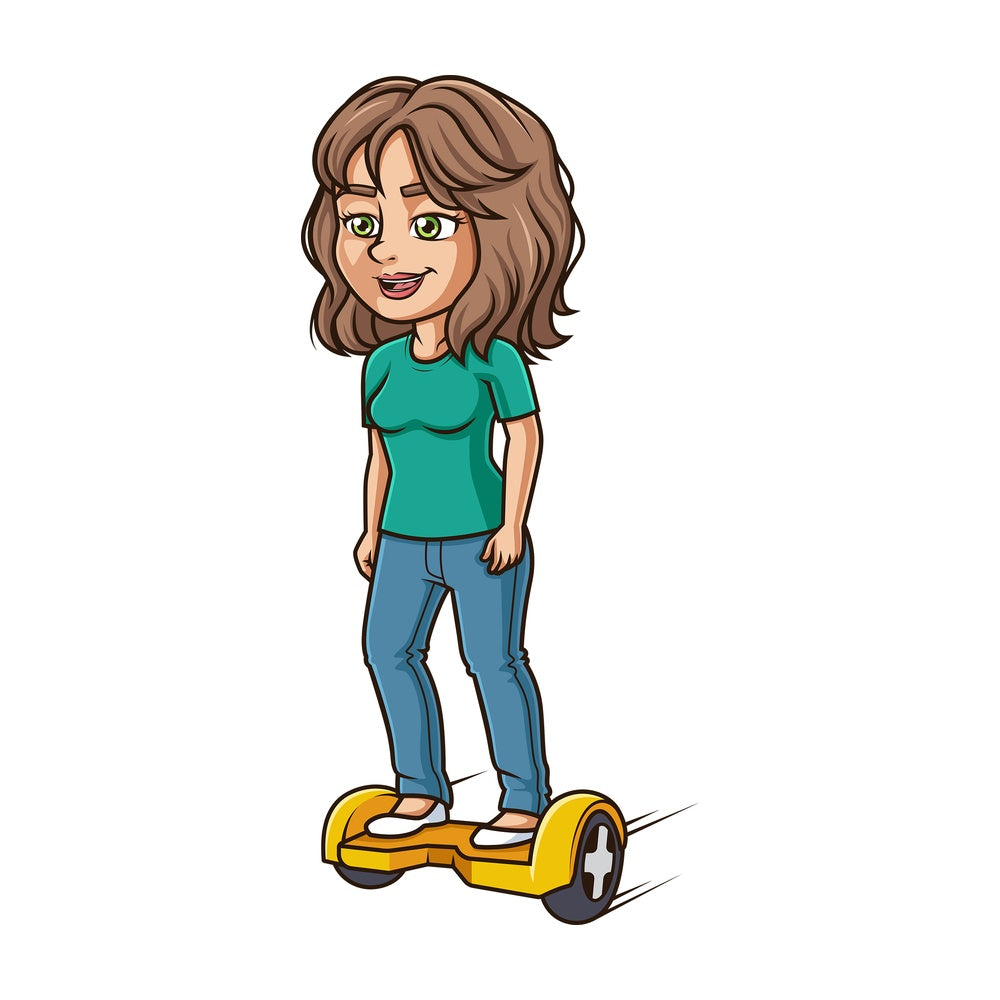 Latin woman on hoverboard. PNG - JPG and vector EPS (infinitely scalable).