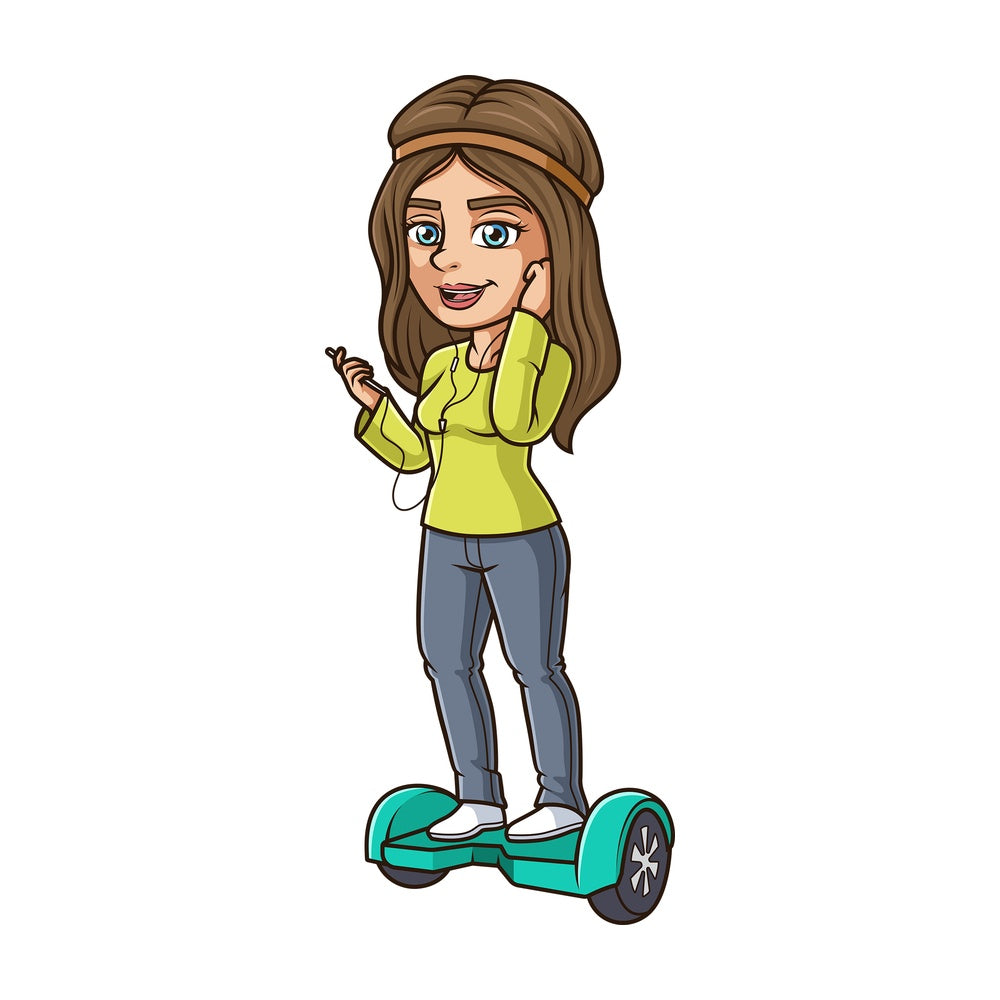 Chill girl on hoverboard. PNG - JPG and vector EPS (infinitely scalable).