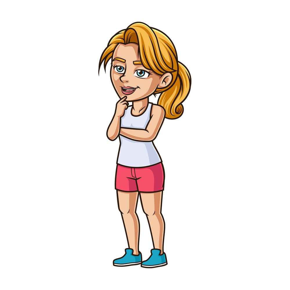Caucasian woman thinking. PNG - JPG and vector EPS (infinitely scalable).