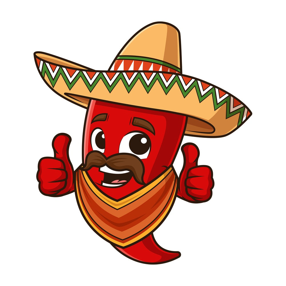 Mexican red pepper with poncho. PNG - JPG and vector EPS file formats (infinitely scalable). Image isolated on transparent background.