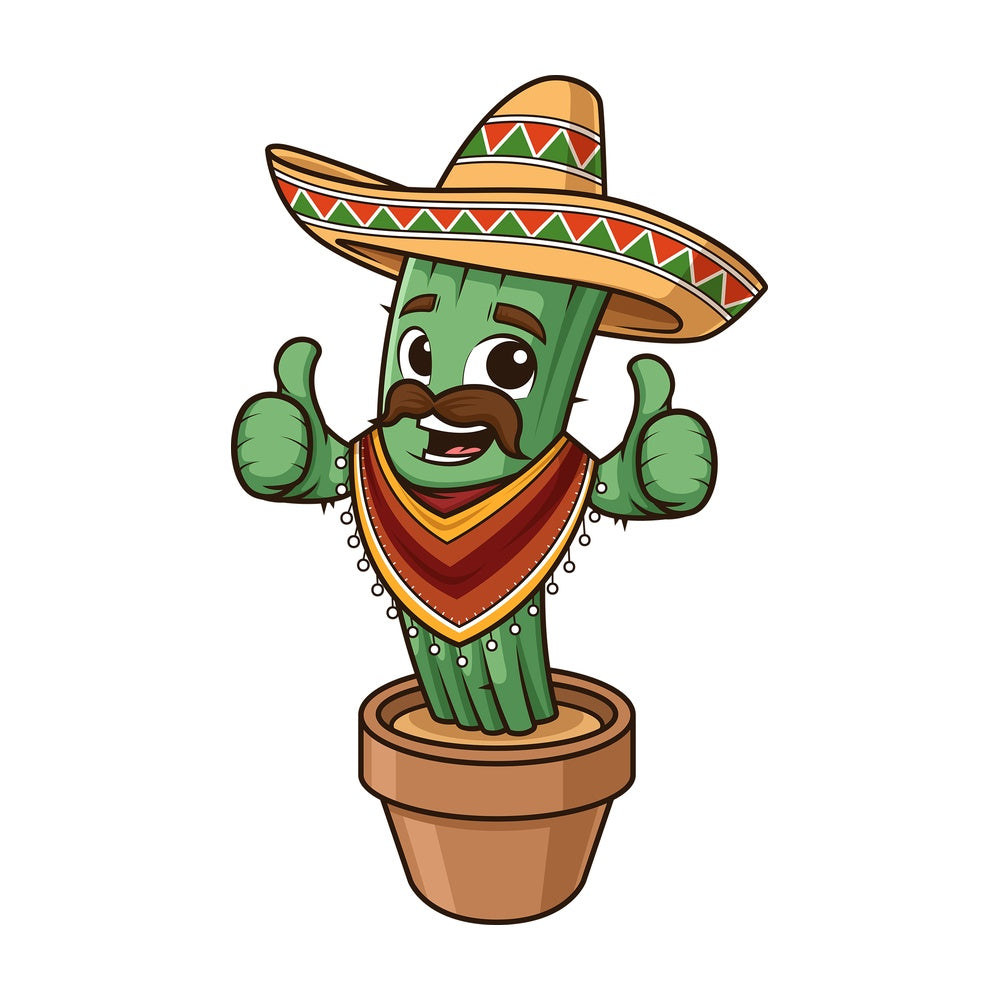 Mexican cactus with poncho. PNG - JPG and vector EPS (infinitely scalable).