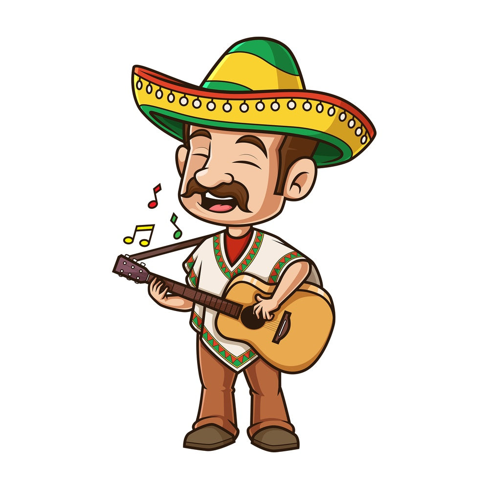 Mexican man playing guitar. PNG - JPG and vector EPS (infinitely scalable).