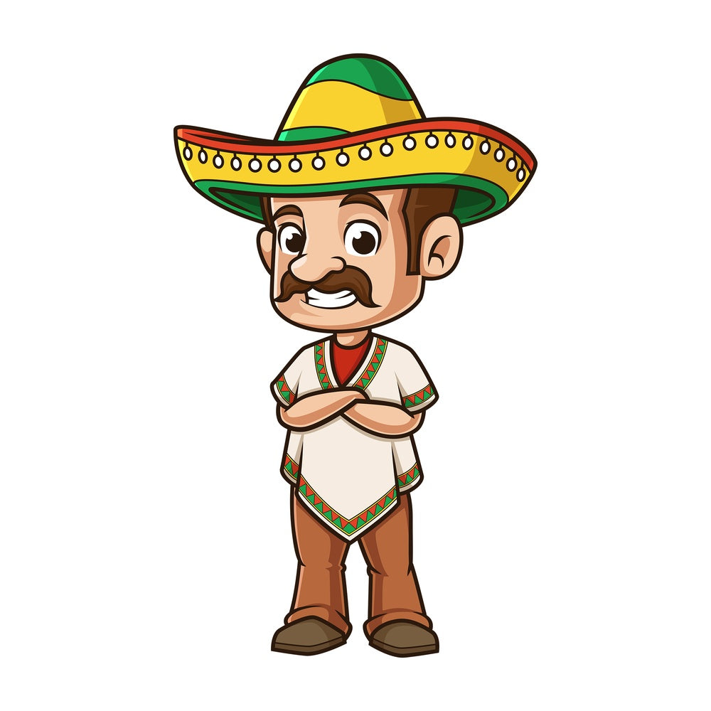 Mexican man arms crossed. PNG - JPG and vector EPS (infinitely scalable).
