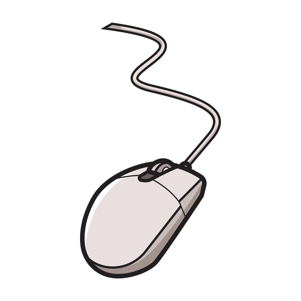 Wired mouse. PNG - JPG and vector EPS file formats (infinitely scalable). Image isolated on transparent background.