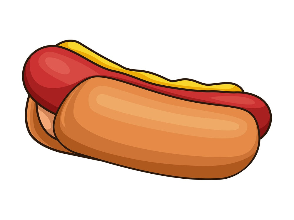 Hot dog tilted view. PNG - JPG and vector EPS file formats (infinitely scalable). Image isolated on transparent background.
