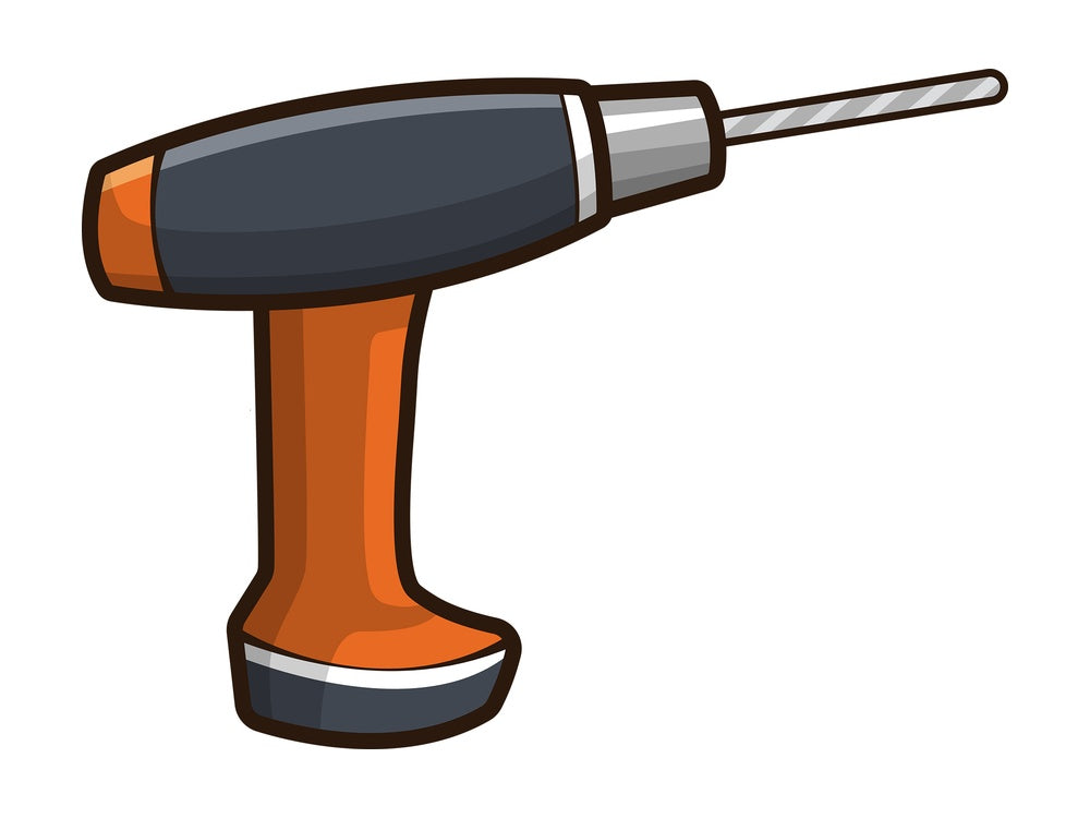 Simple power drill. PNG - JPG and vector EPS file formats (infinitely scalable). Image isolated on transparent background.