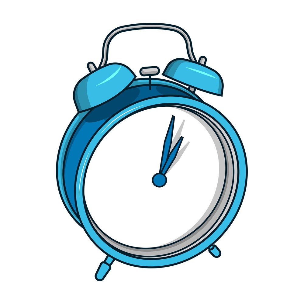Blue alarm clock. PNG - JPG and vector EPS file formats (infinitely scalable). Image isolated on transparent background.