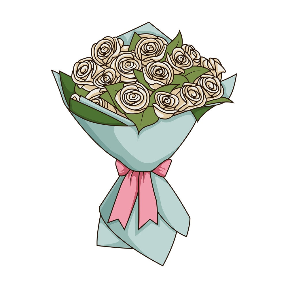 Bouquet of white roses. PNG - JPG and vector EPS file formats (infinitely scalable). Image isolated on transparent background.