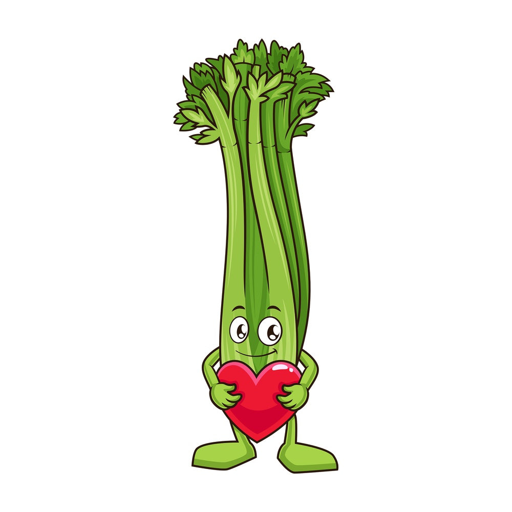 Celery holding heart. PNG - JPG and vector EPS (infinitely scalable).