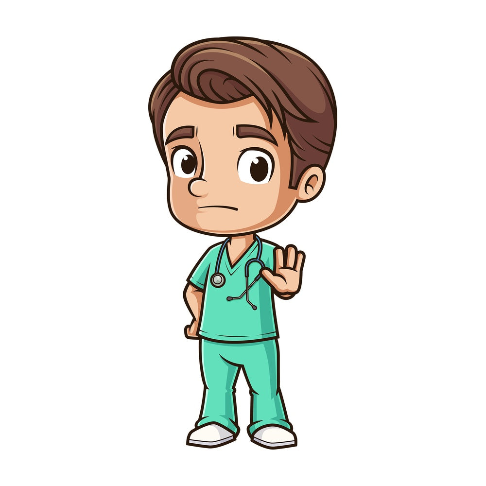 Male nurse stop hand gesture. PNG - JPG and vector EPS (infinitely scalable).