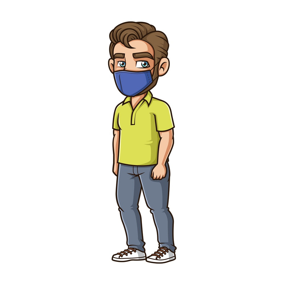 Caucasian man wearing face mask. PNG - JPG and vector EPS (infinitely scalable).
