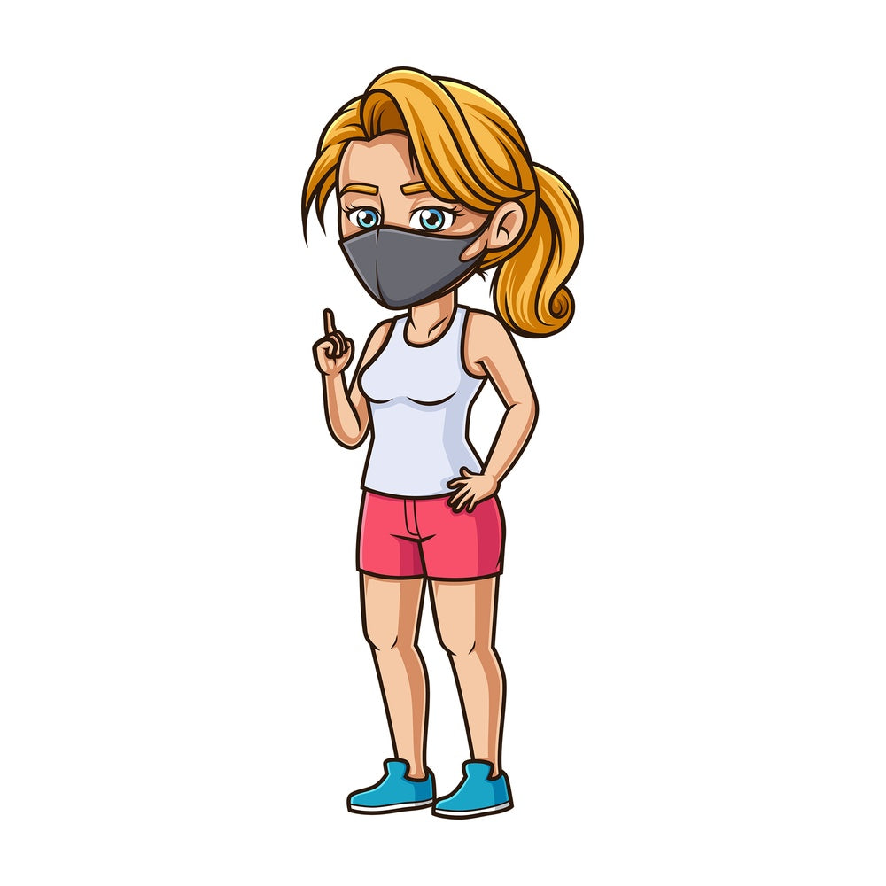 Young woman wearing surgical mask. PNG - JPG and vector EPS (infinitely scalable).