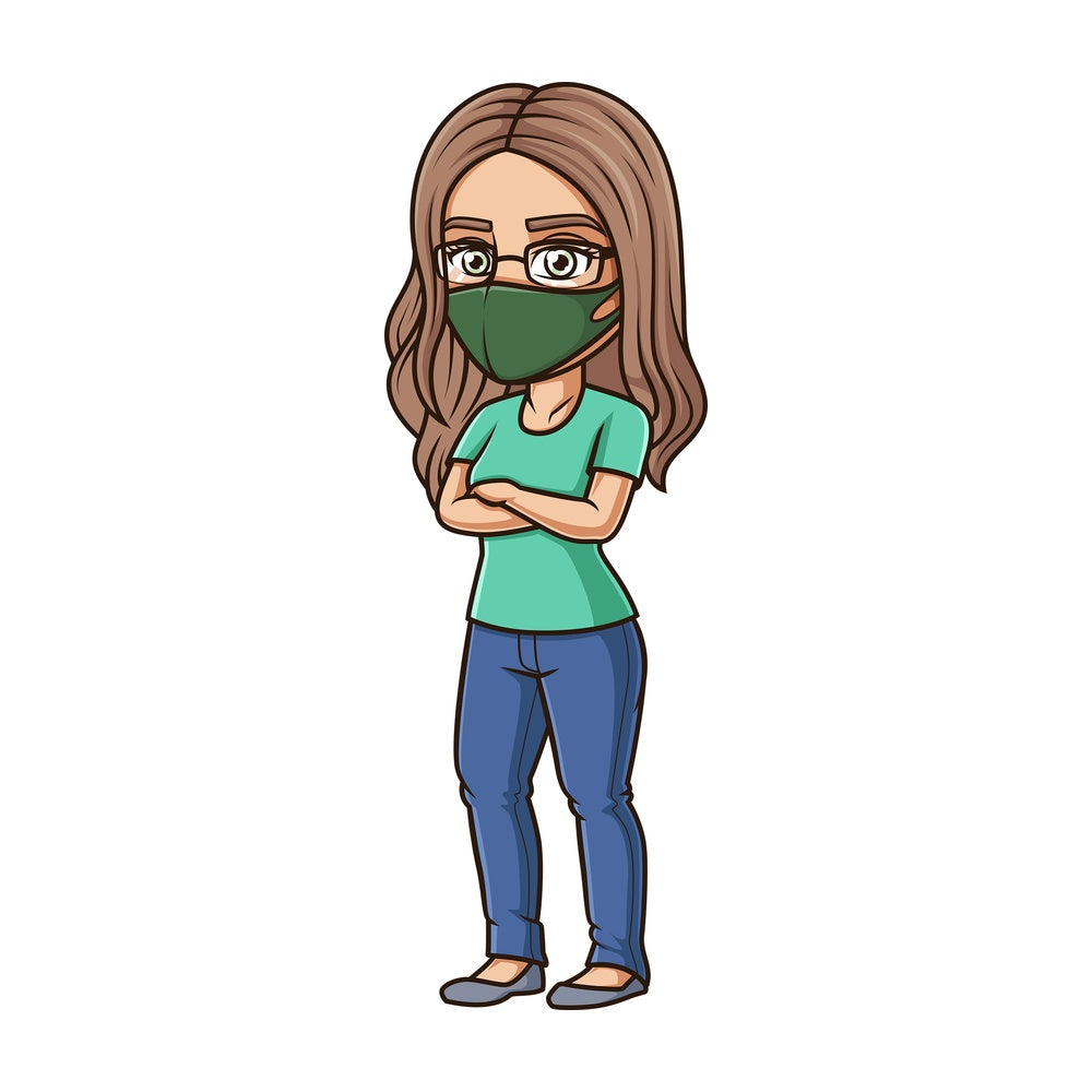 Cool girl wearing medical face mask. PNG - JPG and vector EPS (infinitely scalable).