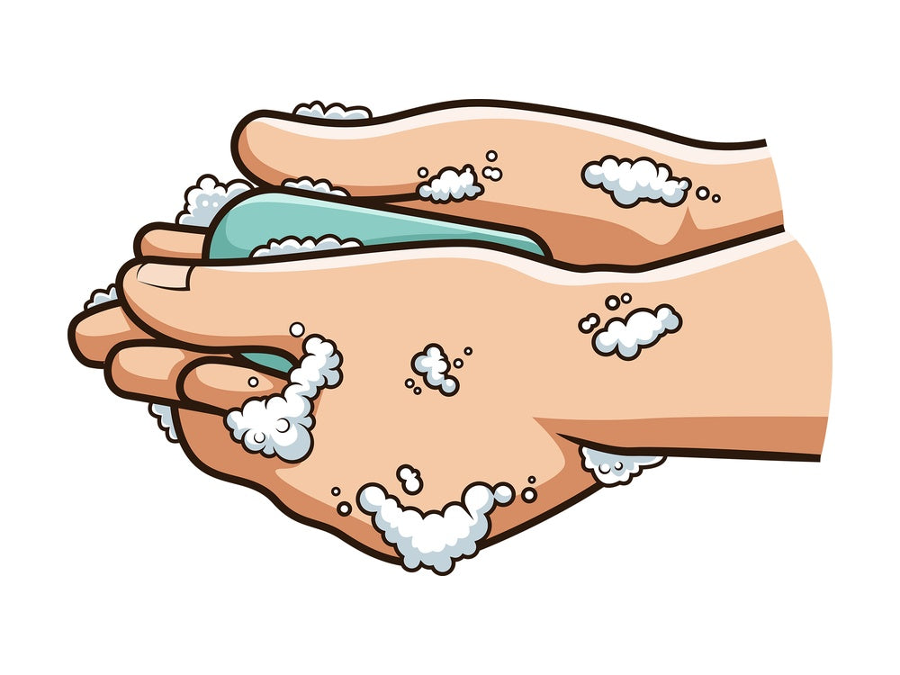 Washing hands with solid soap. PNG - JPG and vector EPS (infinitely scalable).