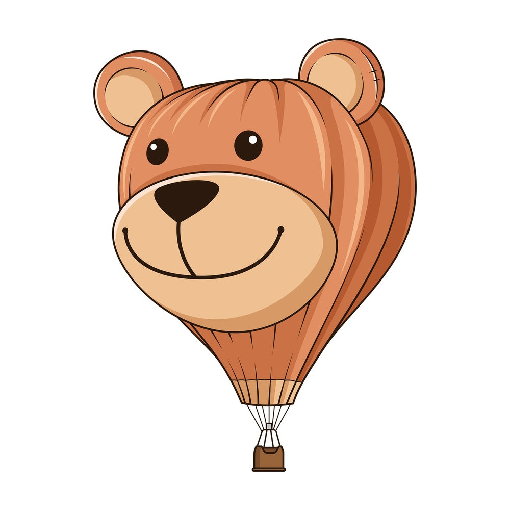 Cute bear face hot air balloon. PNG - JPG and vector EPS (infinitely scalable).
