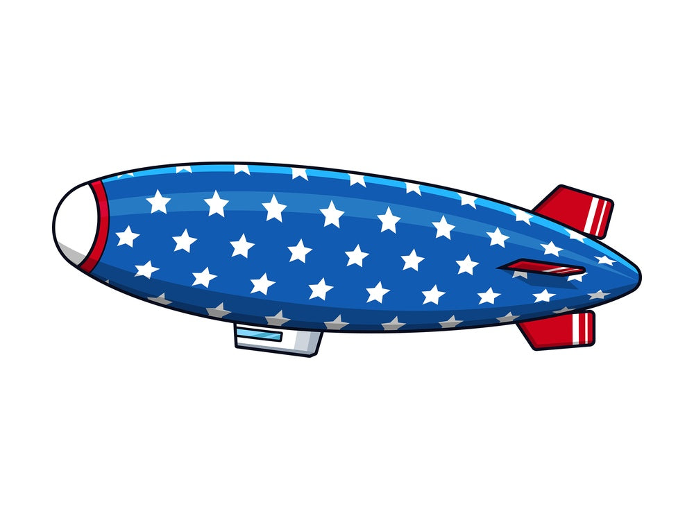 Patriotic blimp airship. PNG - JPG and vector EPS (infinitely scalable).