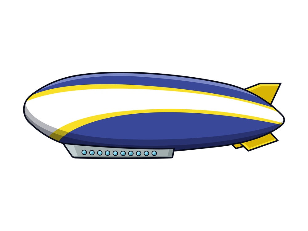 Blue and yellow zeppelin. PNG - JPG and vector EPS (infinitely scalable).