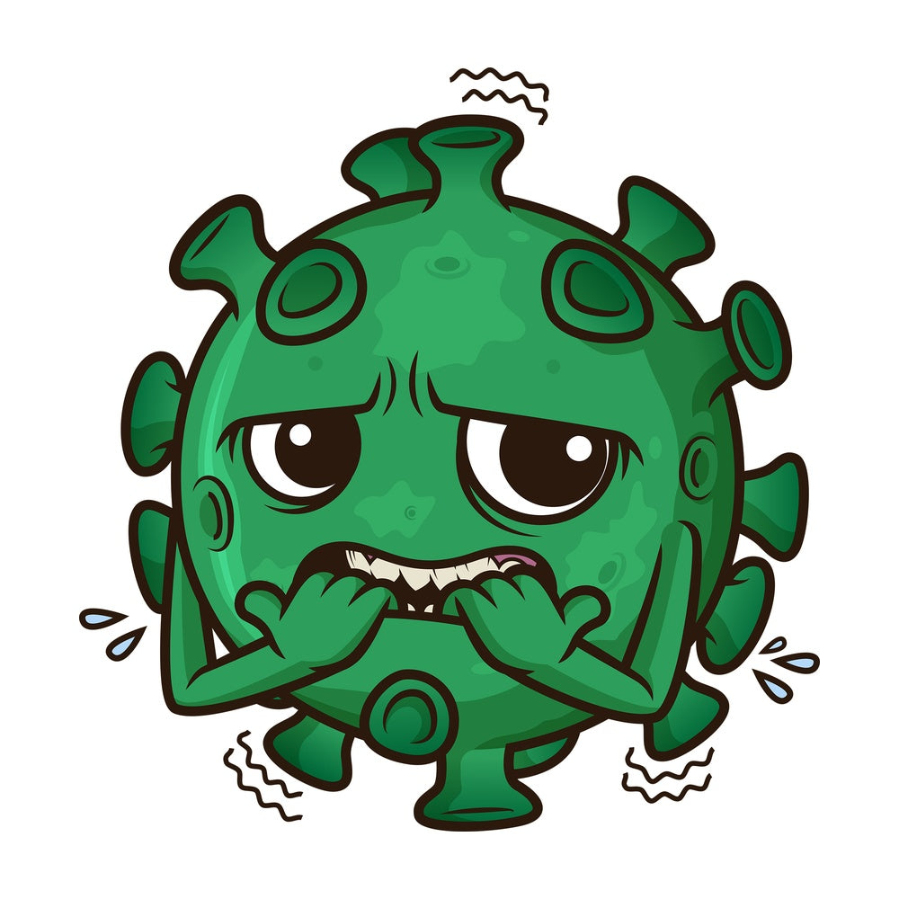 Scared coronavirus. PNG - JPG and vector EPS (infinitely scalable). Image isolated on transparent background.