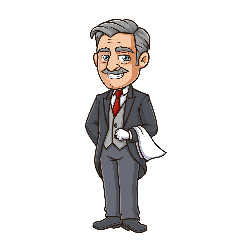 Butler with folded towel. PNG - JPG and vector EPS (infinitely scalable).